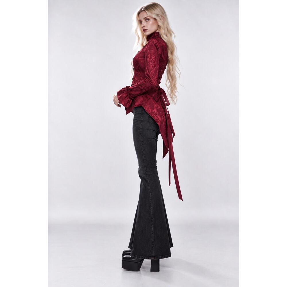 NWT Orchid Bloom Red Brocade Victorian Tailed Jacket Steampunk Sz 14 MSRP $110
